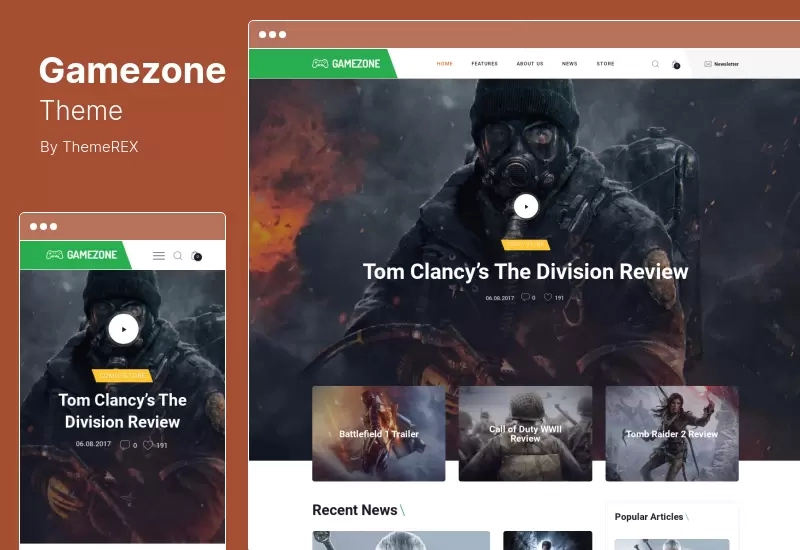 سمة Gamezone - مدونة ألعاب الفيديو Esports Store سمة WordPress
