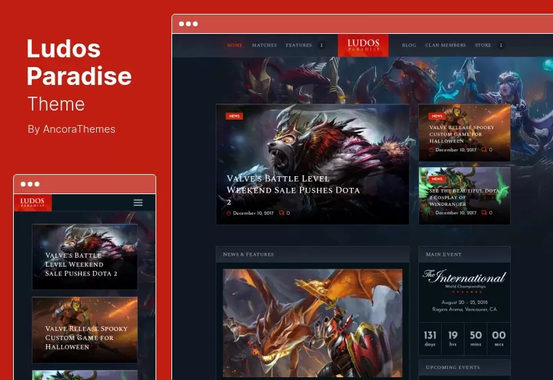 Ludos Paradise Theme - موضوع مدونة ألعاب الفيديو Clan Esports WordPress Theme