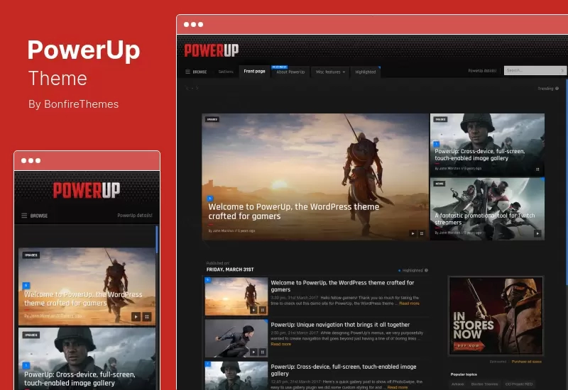 موضوع PowerUp - موضوع لعبة فيديو لـ WordPress
