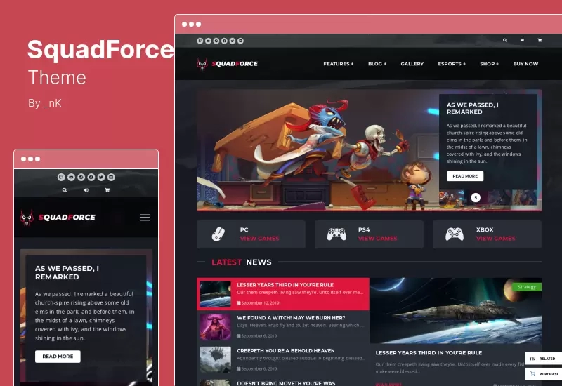 موضوع SquadForce - سمة ووردبريس للألعاب الإلكترونية كانت تُعرف سابقًا باسم ألعاب جيدة