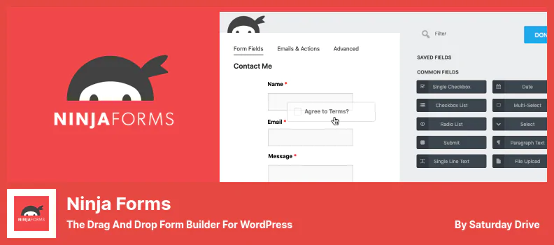 Ninja Forms Plugin - أداة إنشاء نماذج السحب والإفلات لـ WordPress