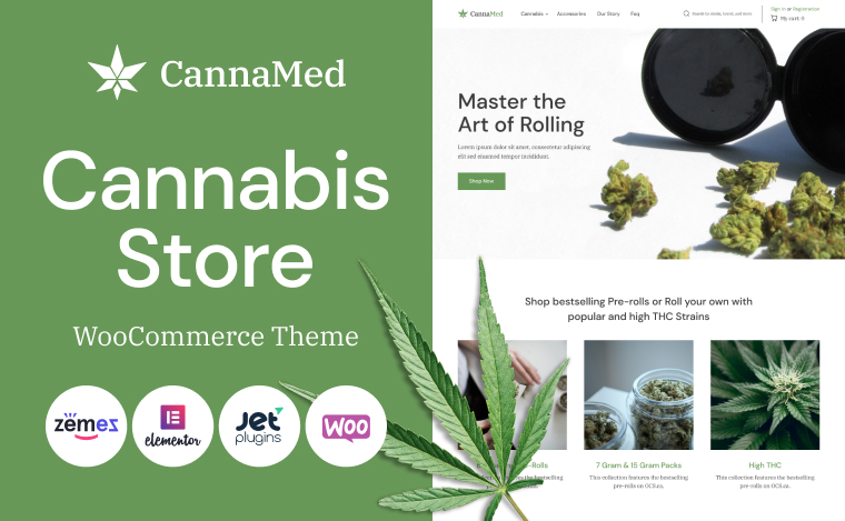 tema elegantă pentru marijuana medicală woocommerce