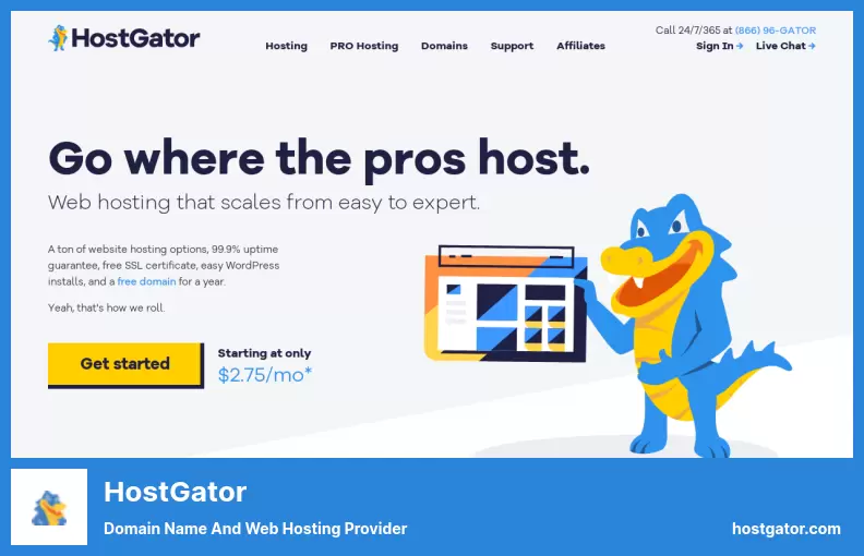 HostGator - ชื่อโดเมนและผู้ให้บริการเว็บโฮสติ้ง