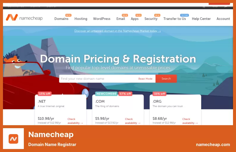 NameCheap - ผู้รับจดทะเบียนชื่อโดเมน