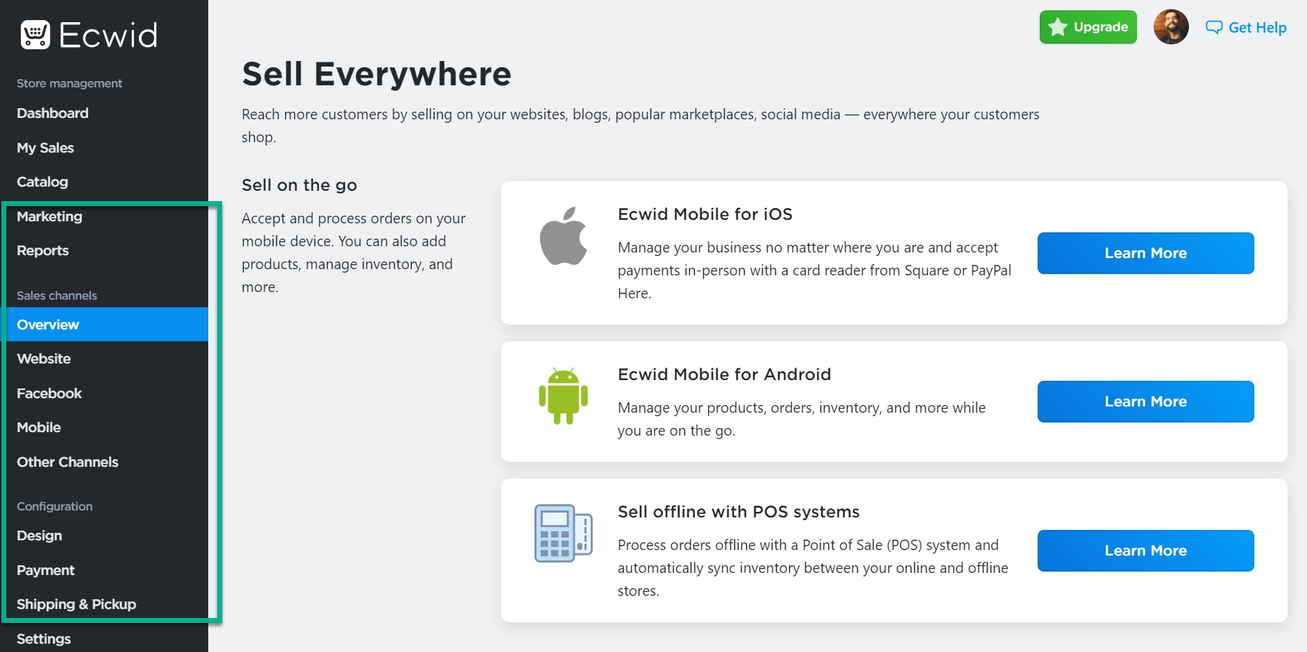 Ecwid vs WooCommerce: เมนูคุณสมบัติ Ecwid