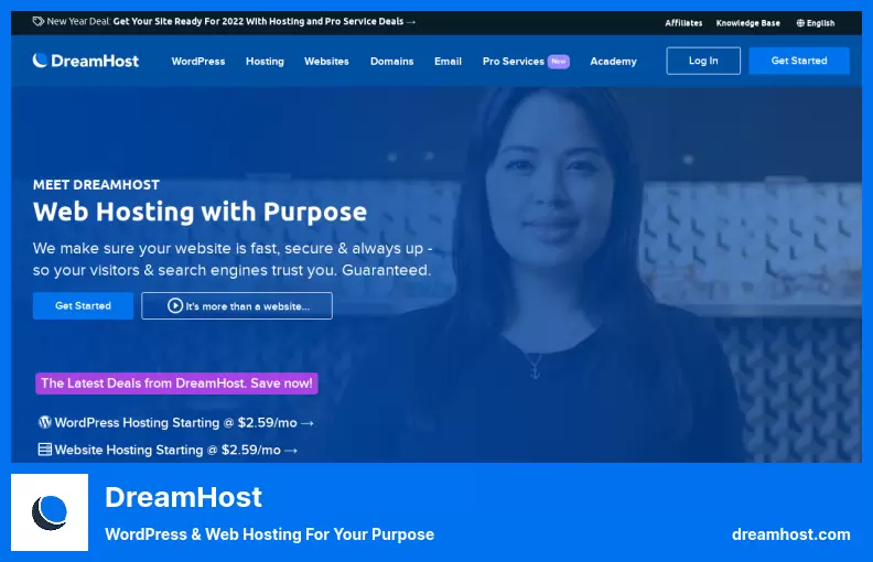DreamHost - WordPress & เว็บโฮสติ้งเพื่อวัตถุประสงค์ของคุณ