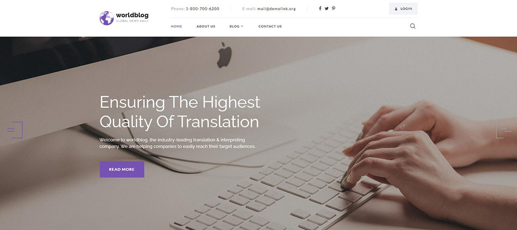 Worldblog - Kostenlose HTML-Vorlage für Blogs und Nachrichten-Websites