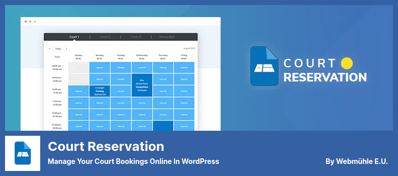 ปลั๊กอินการจองศาล - จัดการการจองศาลออนไลน์ใน WordPress