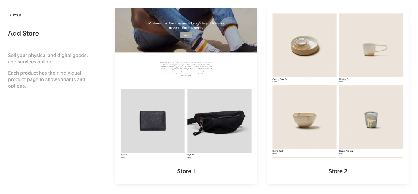 اختيار تخطيط متجر Squarespace