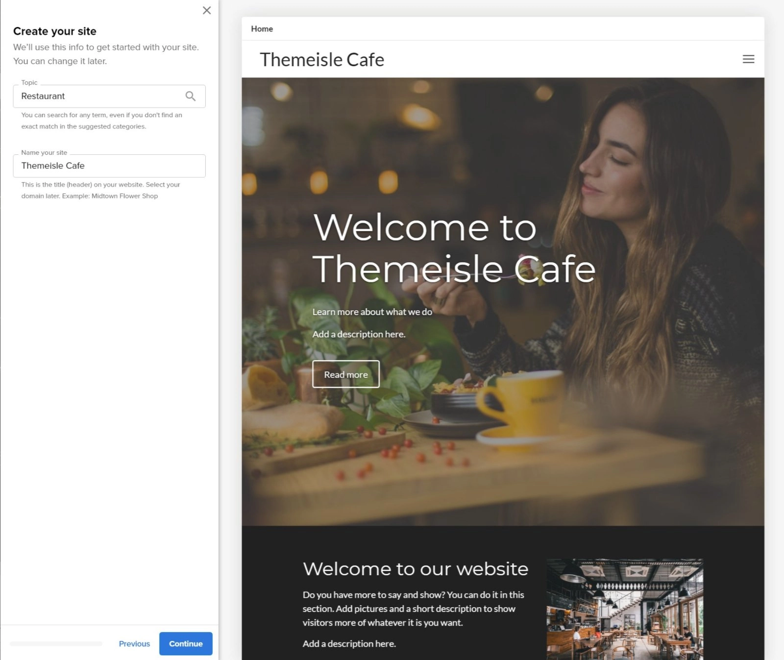 ตั้งชื่อไซต์ด้วยตัวสร้างเว็บไซต์ Bluehost