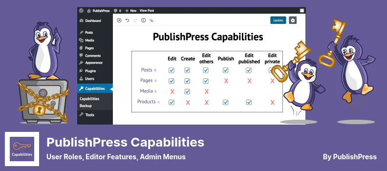 ปลั๊กอิน PublishPress Capabilities - บทบาทผู้ใช้, คุณสมบัติตัวแก้ไข, เมนูผู้ดูแลระบบ