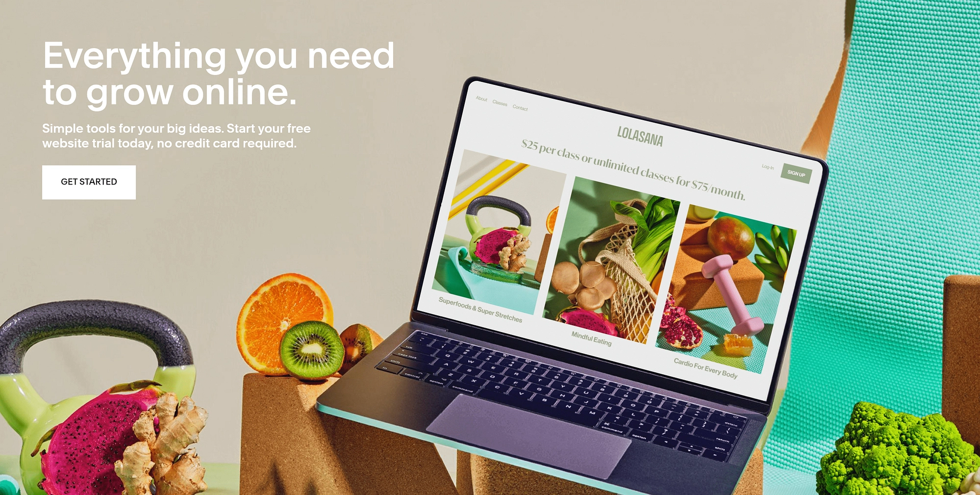 หน้าแรกที่มีสีสันสำหรับ Squarespace