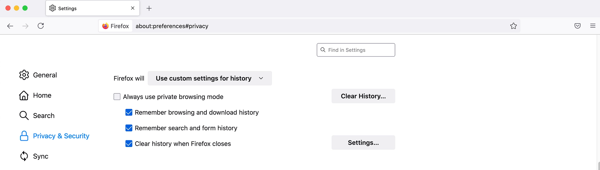 كيفية مسح ذاكرة التخزين المؤقت تلقائيًا ، باستخدام إعدادات Firefox المخصصة.