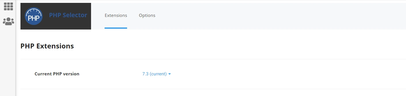 หน้าจอแสดงเวอร์ชัน PHP ปัจจุบันใน cPanel
