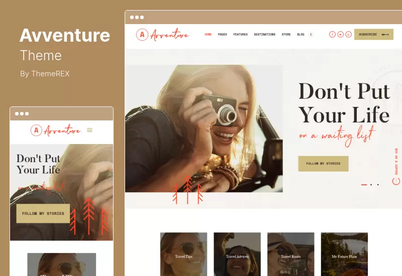 Avventure 테마 - 개인 여행 라이프스타일 블로그 WordPress Theme