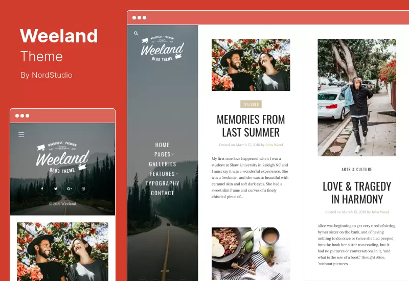 Weeland 테마 - Masonry Lifestyle WordPress 블로그 테마