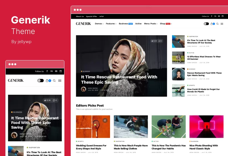 Generik 테마 - 다목적 WordPress 블로그 매거진 테마