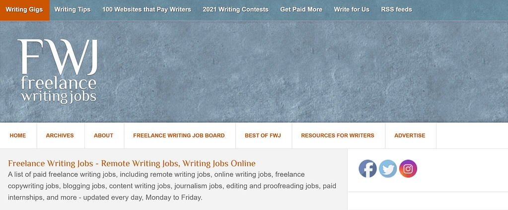 最佳自由写作网站：Freelance Writing Gigs 主页