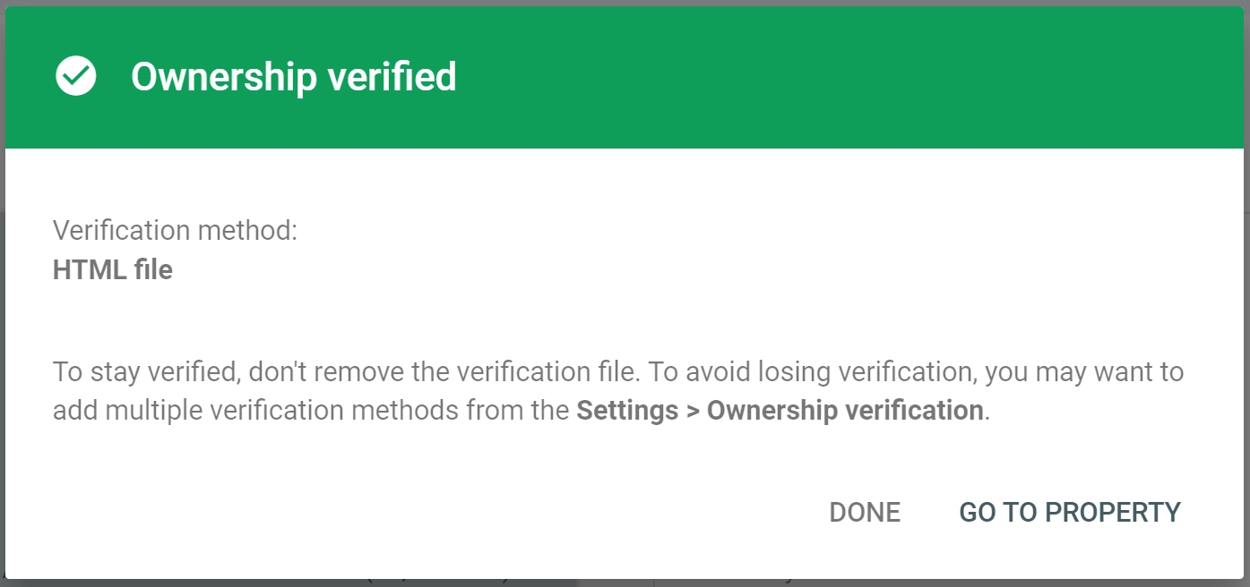 ข้อความ "ยืนยันความเป็นเจ้าของ" ใน Google Search Console