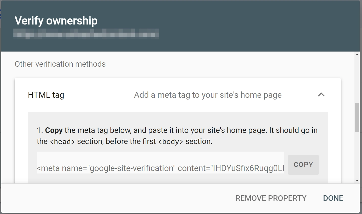 การแทรกแท็ก HTML ลงในส่วนหัวของเว็บไซต์ของคุณเป็นหนึ่งในการยืนยันไซต์ของ Google ในวิธี WordPress