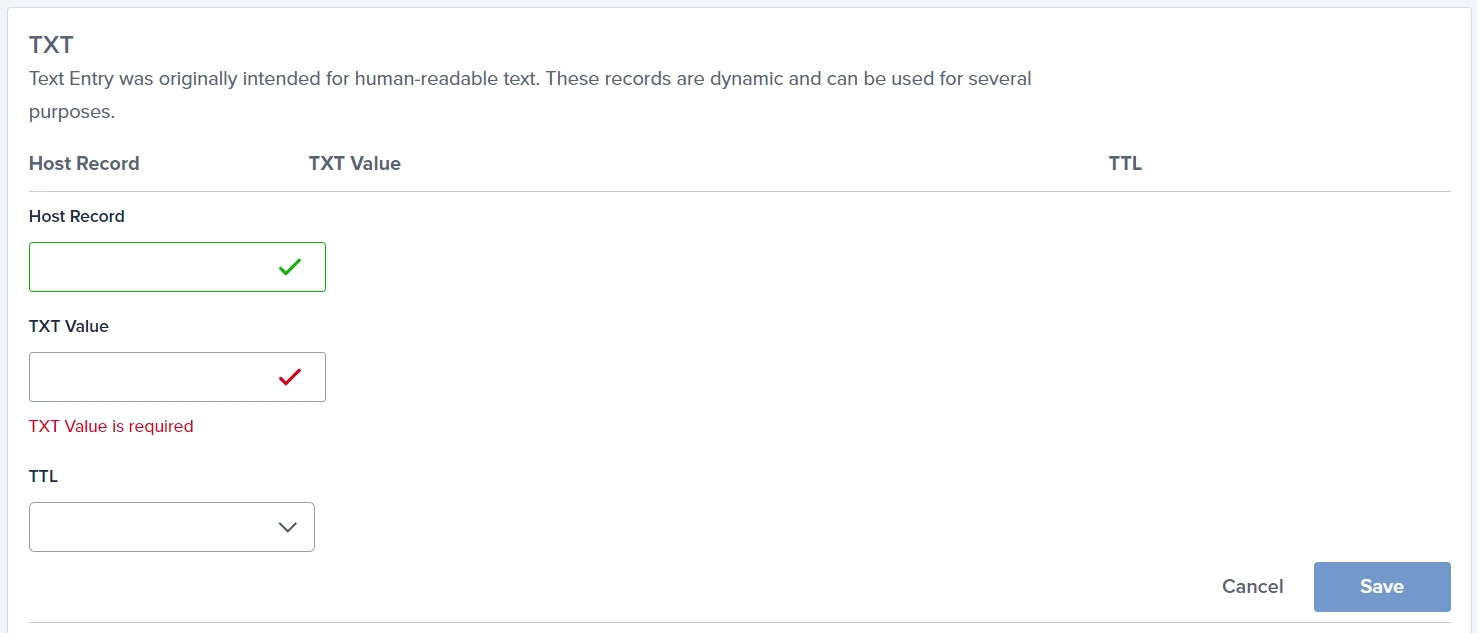 การเพิ่มระเบียน TXT ใน Bluehost