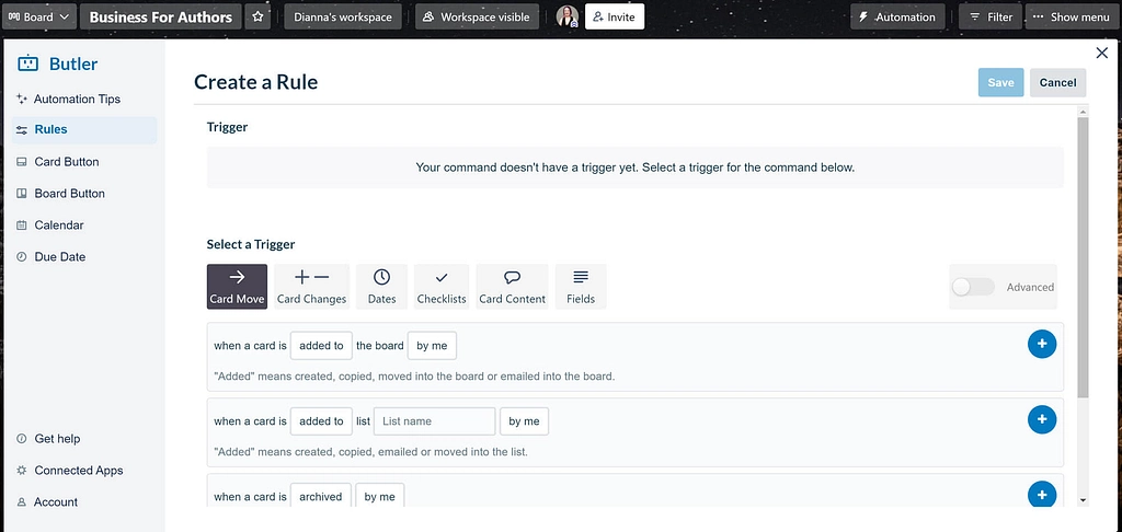 Trello 자동화 규칙