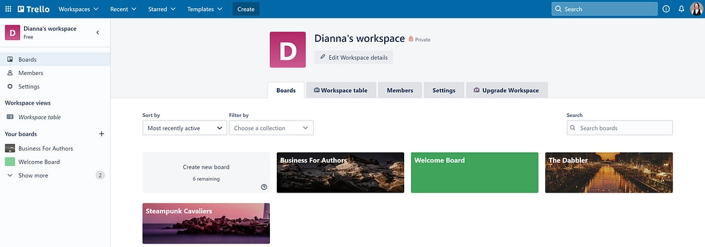 Trello 대 Asana: Trello 작업 공간