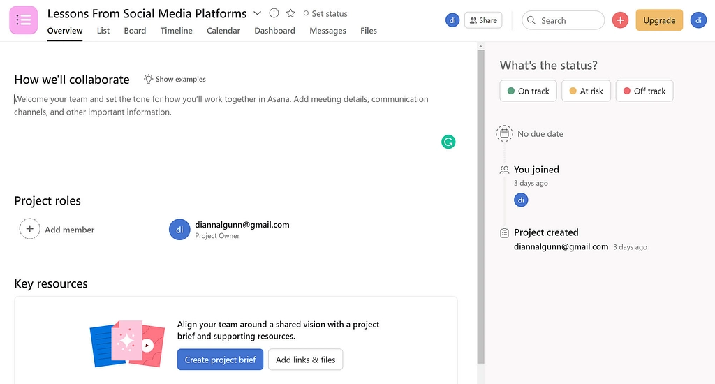 Trello 대 Asana: Asana 프로젝트 개요
