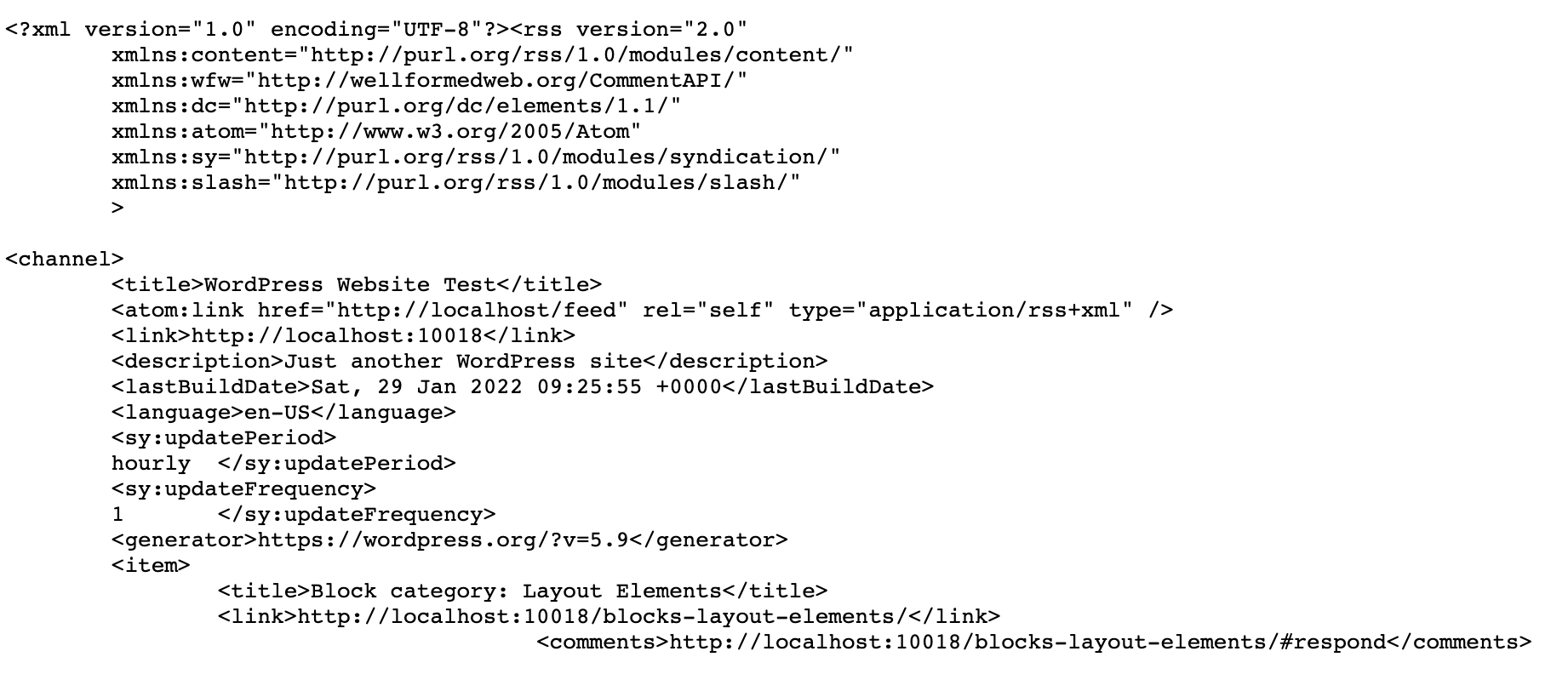 ตัวอย่างฟีด WordPress RSS