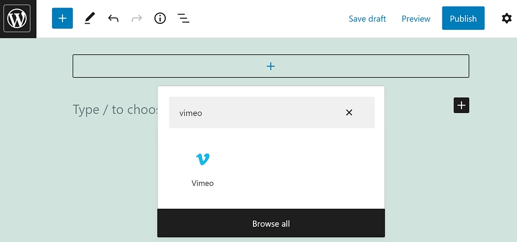 การแทรกบล็อก Vimeo