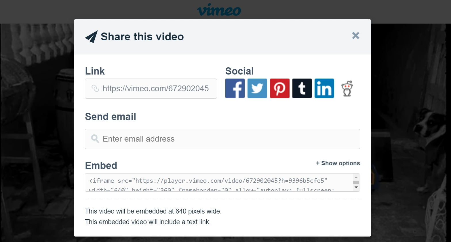 การแชร์วิดีโอ Vimeo