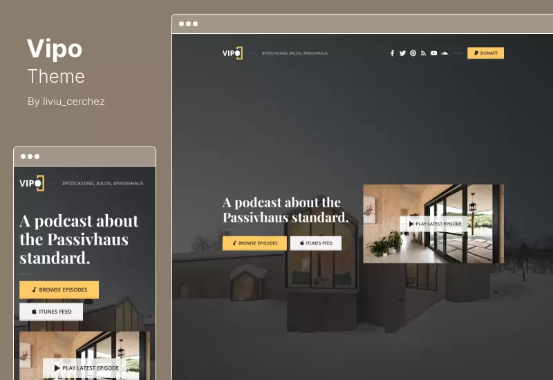 ธีม Vipo - วิดีโอเสียง Podcast Vlog WordPress Theme
