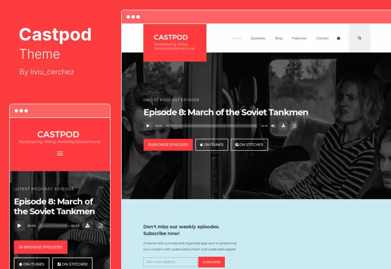 ธีม Castpod - ธีม WordPress ระดับมืออาชีพสำหรับพอดคาสต์เสียง