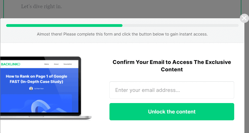 Backlinko بنقرة واحدة منبثقة