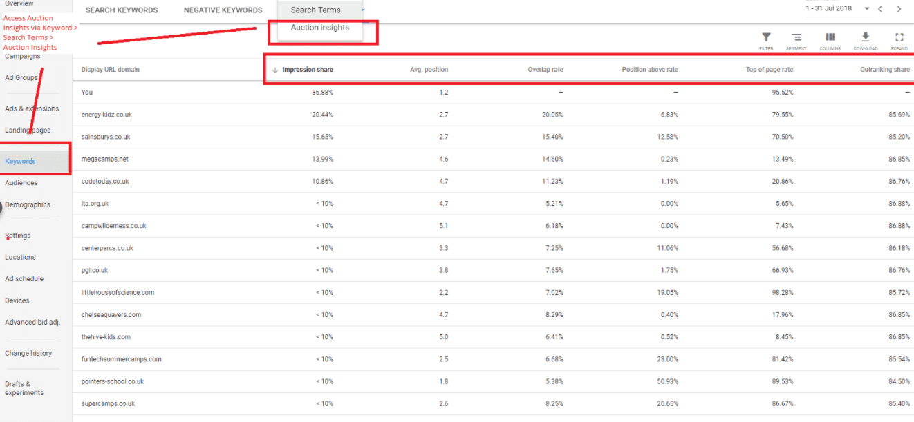 Análise de informações do leilão