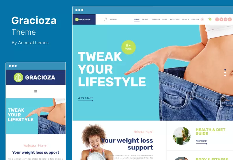 ธีม Gracioza - บริษัท ลดน้ำหนักบล็อกเพื่อสุขภาพ WordPress Theme