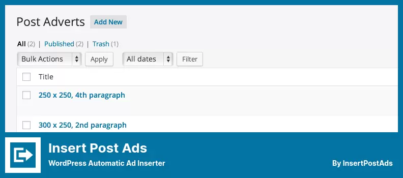 แทรกโพสต์โฆษณาปลั๊กอิน - WordPress ตัวแทรกโฆษณาอัตโนมัติ