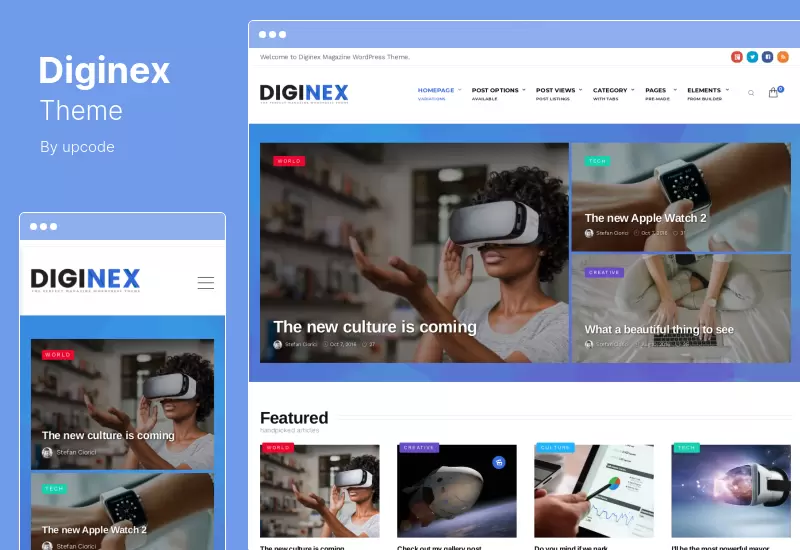 Tema Diginex - Tema de WordPress para revista de noticias de blog viral