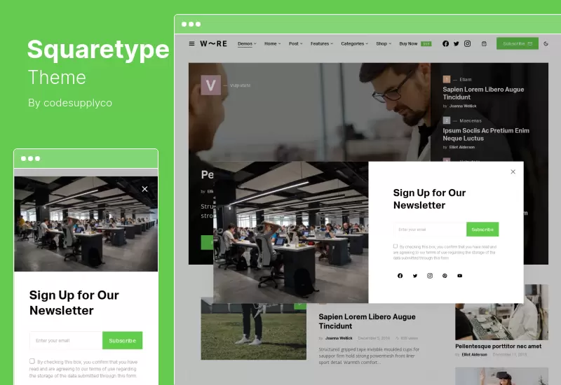 Tema Squaretype - Tema moderno de WordPress para blogs