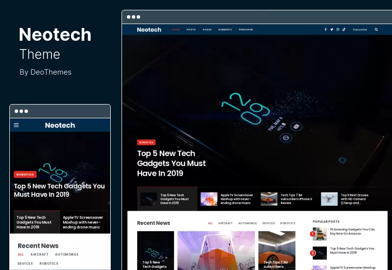 Tema Neotech - Tema de WordPress de la revista Elementor