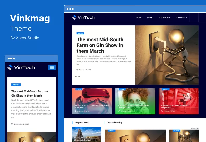 Tema Vinkmag - Tema de WordPress para revista de periódico AMP