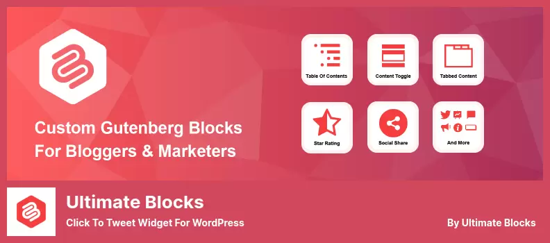 ปลั๊กอิน Ultimate Blocks - คลิกเพื่อทวีตวิดเจ็ตสำหรับ WordPress