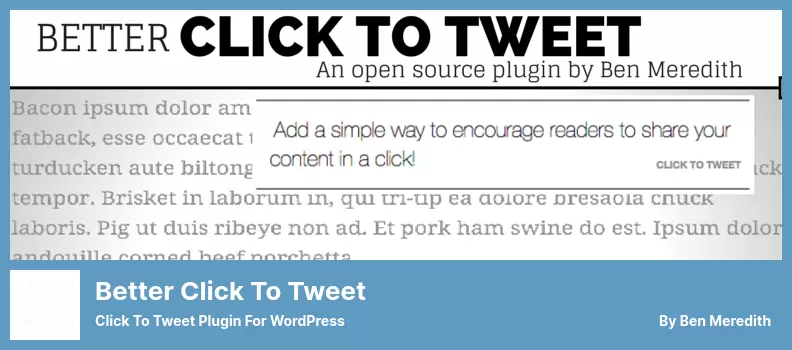 ดีกว่าคลิกเพื่อทวีตปลั๊กอิน - คลิกเพื่อทวีตปลั๊กอินสำหรับ WordPress