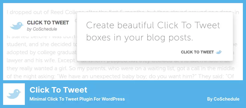 ปลั๊กอินคลิกเพื่อทวีต - ปลั๊กอินคลิกเพื่อทวีตขั้นต่ำสำหรับ WordPress