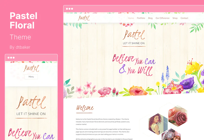 Pastel Floral Theme - Pastel Floral Art Blog & Shop Tema de WordPress
