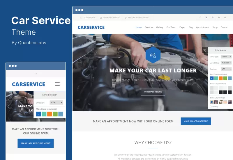 ธีมบริการรถยนต์ - ช่างซ่อมรถยนต์ WordPress ธีม
