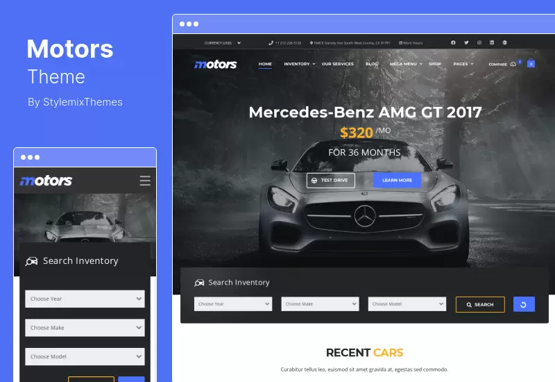 Motors Theme - รายชื่อตัวแทนจำหน่ายรถยนต์ให้เช่า WordPress Theme