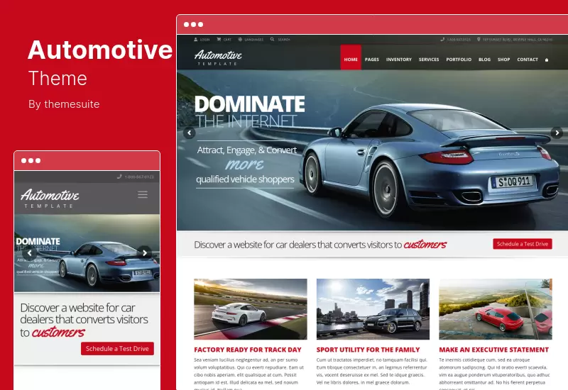 ธีมยานยนต์ - ธุรกิจตัวแทนจำหน่ายรถยนต์ยานยนต์ WordPress Theme