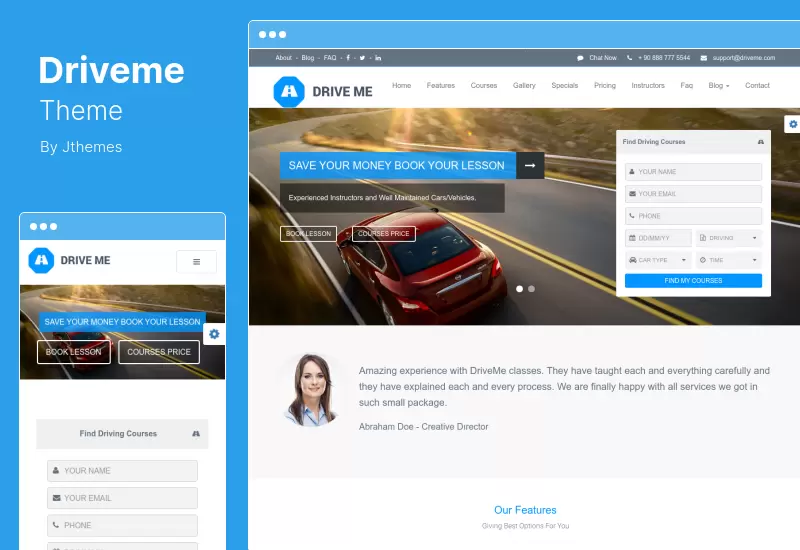 Driveme Theme - Tema de WordPress para autoescuela