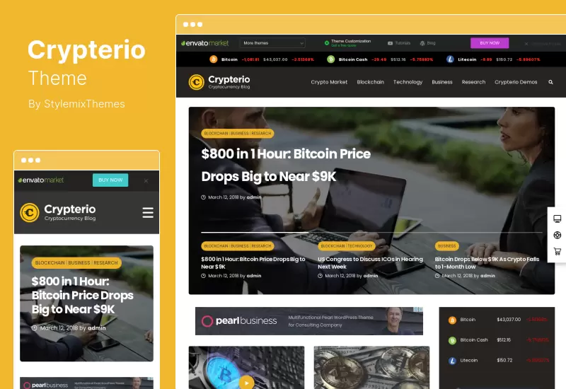 Tema Crypterio - Tema de WordPress para criptomonedas de la página de destino de ICO